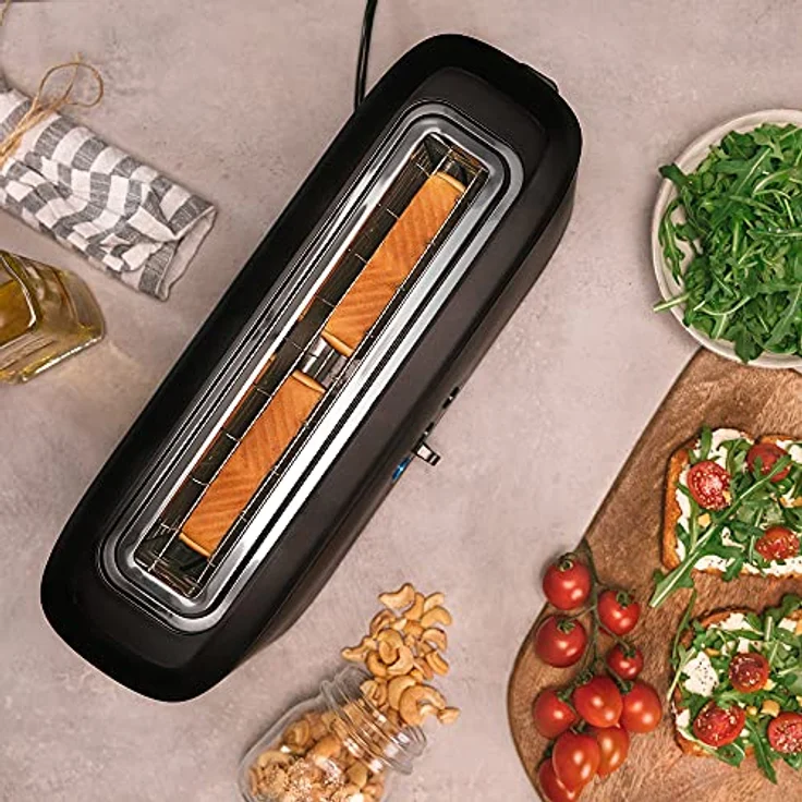 Cecotec Toast&Taste Toaster 10000 Extra, 980 W mit extra breitem Langschlitz, schwarzes Design und Edelstahl-Beschichtung, 9 Röstfunktionsstufen – Bild 3