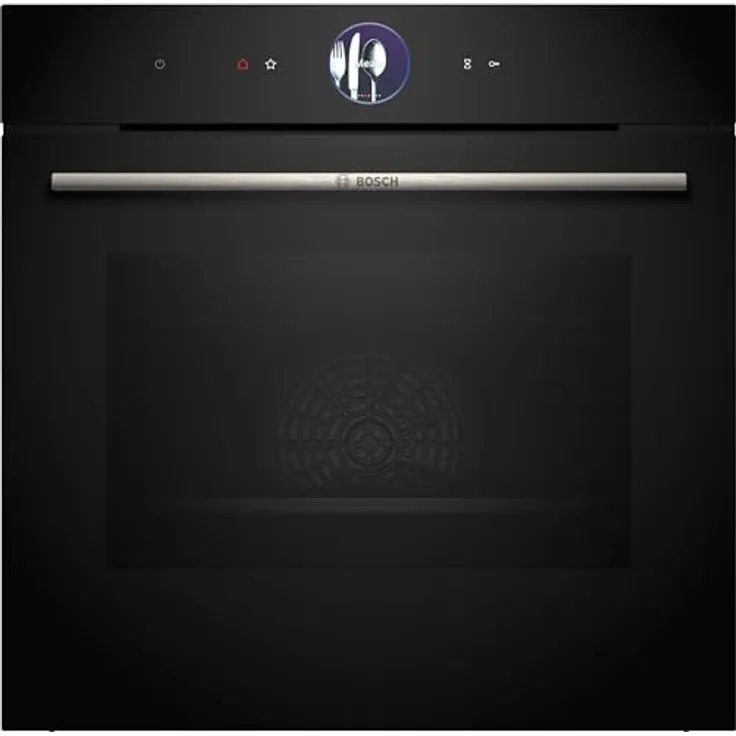 Bosch HBG7764B1 Smarter iQ700 Einbau-Backofen, Schwarz, Pyrolyse & Hydrolyse, Air Fry, Farbiges Touch-Display, 4D Heißluft, Backautomatik, Pizzastufe