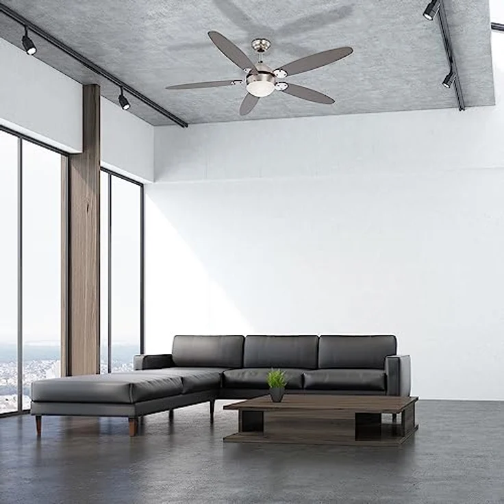 Globo Azura Deckenventilator Nickel-Matt, Chrom, Holz hell, 1-flammig – Bild 3