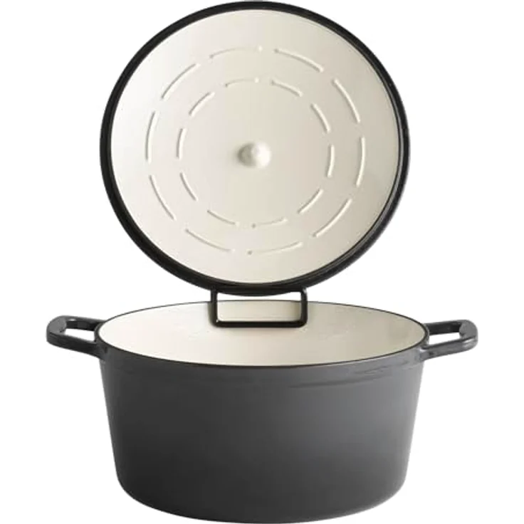 APS 88307 Kochtopf "5 STARS", Gusseisen, induktionsgeeignet, ofenfest, inkl. Deckelhalter, Ø 28 cm, 6 Liter, anthrazit – Bild 2