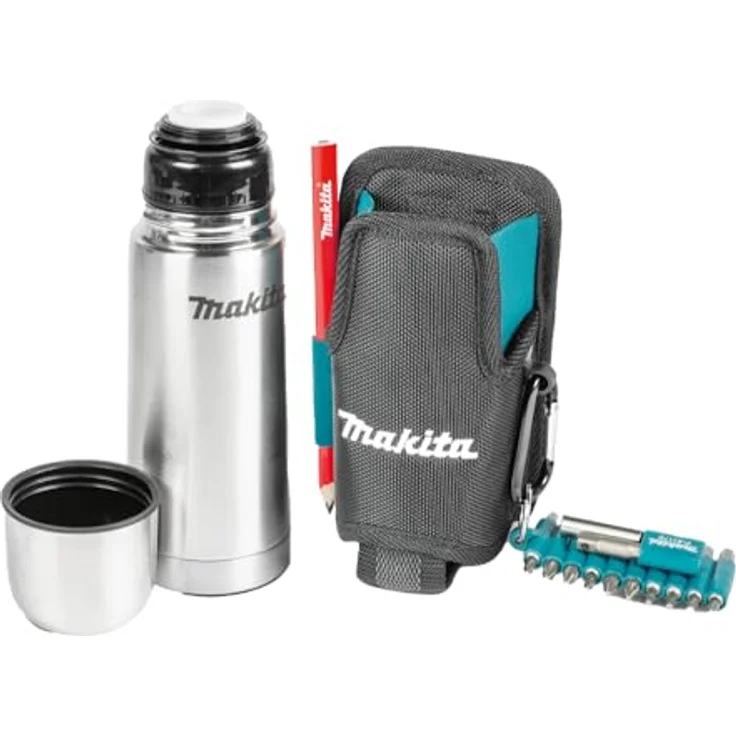 Makita Thermoflasche E-15562, Edelstahl, 330 ml mit Gürteltasche und Karabinerhaken – Bild 5