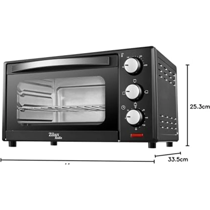 Zilan ZLN0973 Minibackofen, 15 Liter, Pizzaofen mit Ober- und Unterhitze, 1200 W, schwarz – Bild 9