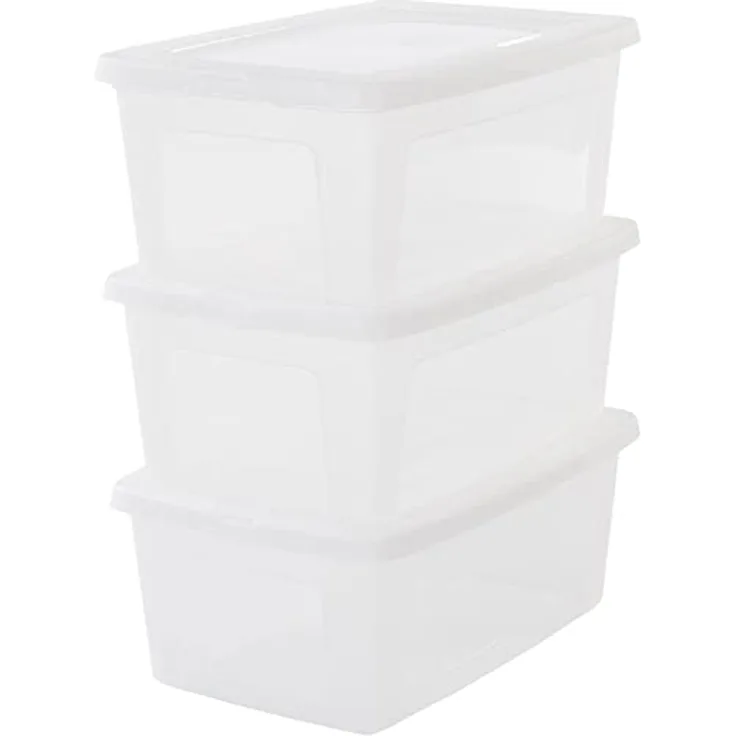 Iris Ohyama, 3er-Set, Aufbewahrungsboxen, 11 L, durchsichtig, stapelbar, Wohnzimmer, Schlafzimmer - Modular Clear Box MCB-11 - Transparent