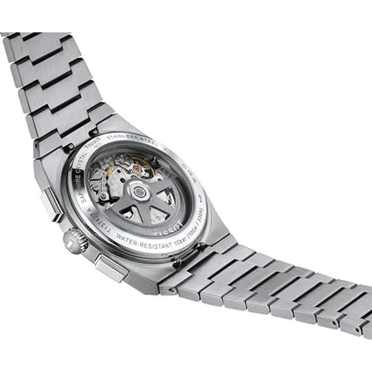 TISSOT Herren T1374271101100 PRX Automatik Chronograph mit Weißem Zifferblatt, Silberfarbenem Band und Gehäuse, Kratzfestem Saphirglas, Schnalle und Butterfly-Verschluss – Bild 5