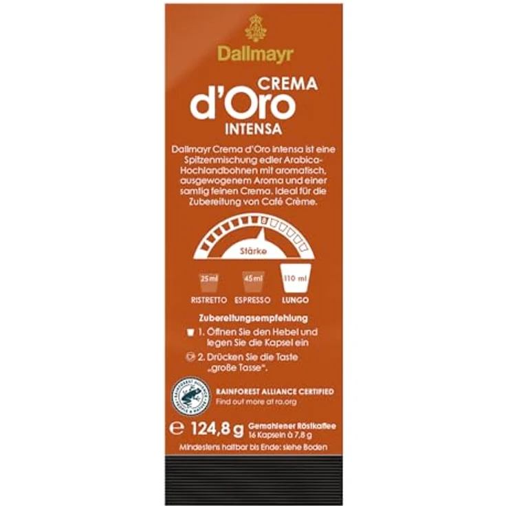 K-Fee Dallmayr Crema dOro Intensa, Kaffee, Lungo, Röstkaffee, Arabica Kaffee, Kaffeekapseln, 16 Kapseln, 700807 – Bild 6