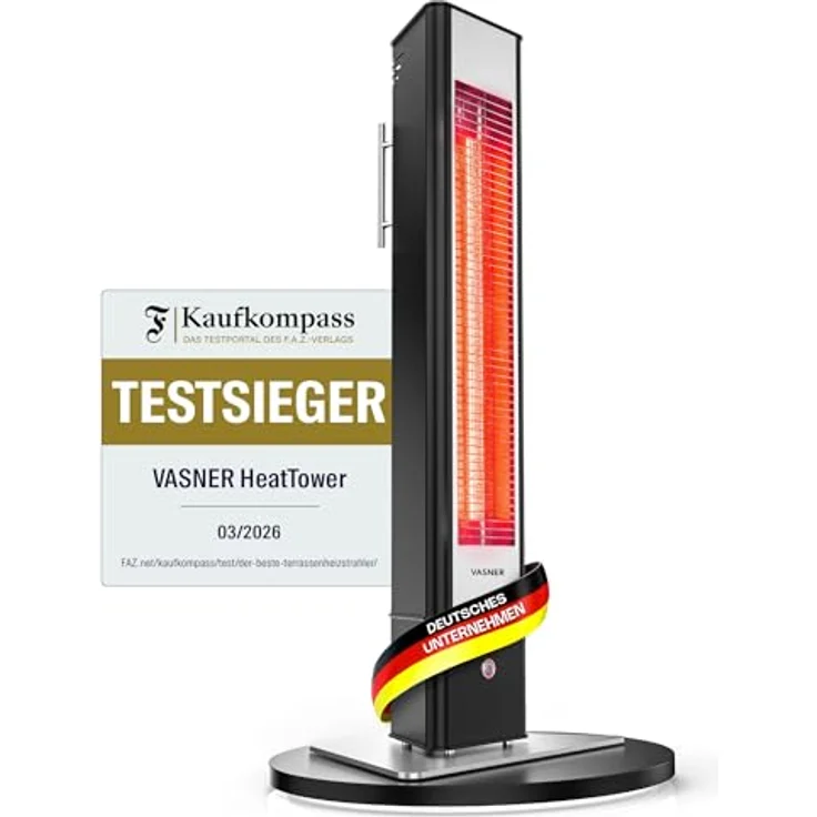 Vasner HeatTower Stand-Heizstrahler 2500 Carbon Schwarz, Heizstrahler – Bild 2