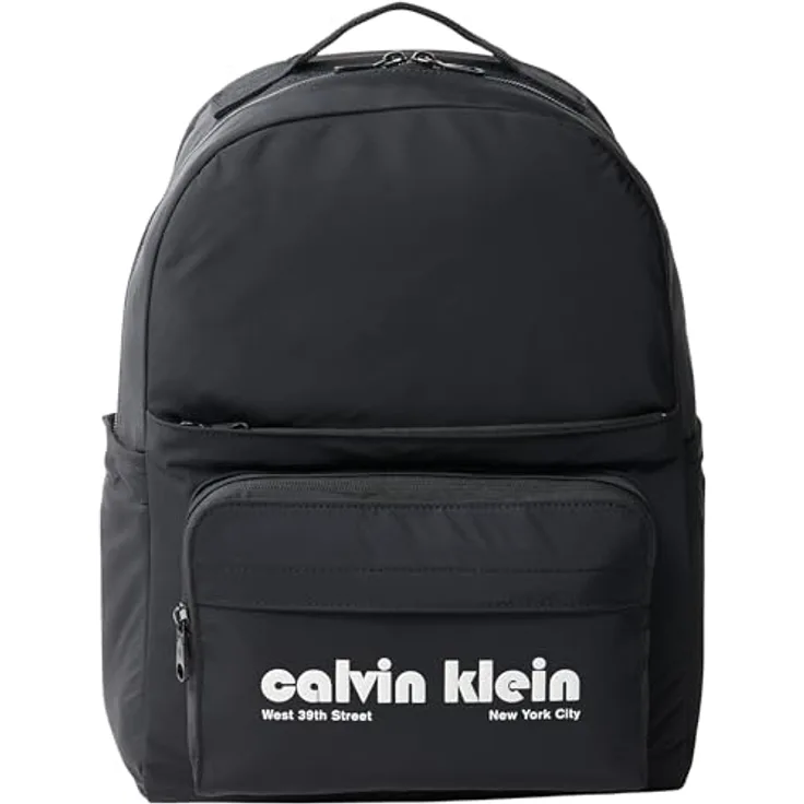 Calvin Klein Jeans CKJ GRPHC CK MLT FNC, schwarzer Cityrucksack und Schulrucksack mit Logo-Schriftzug, 33 cm breit, 44 cm hoch