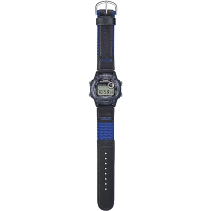 Casio W-220HF-2AVEF, Quarzuhr Alarm-Chrono für Damen und Jugendliche mit schwarz-weißem Kunststoffarmband und anthrazitfarbenem Zifferblatt, mit Stoppuhr und Beleuchtung – Bild 3