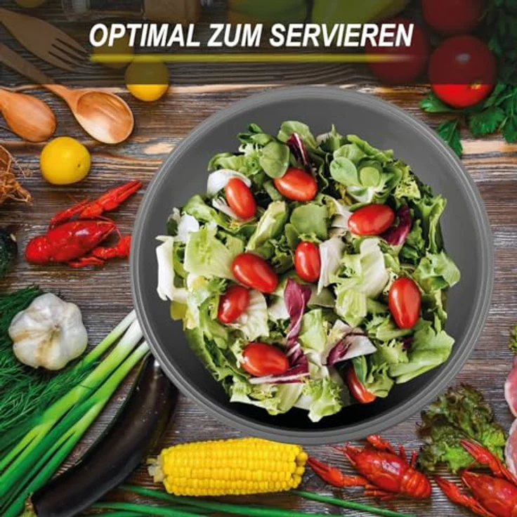 PROhome Rührschüssel im (3 x 5er) Set, stapelbar und platzsparend, lebensmittelecht, vielfältige Größen (0,7L - 6L), mikrowellengeeignet und spülmaschinenfest, robust und langlebig, stilvolles Design, Kunststoff Mixing Bowl Set, Servierschalen für Küche – Bild 7