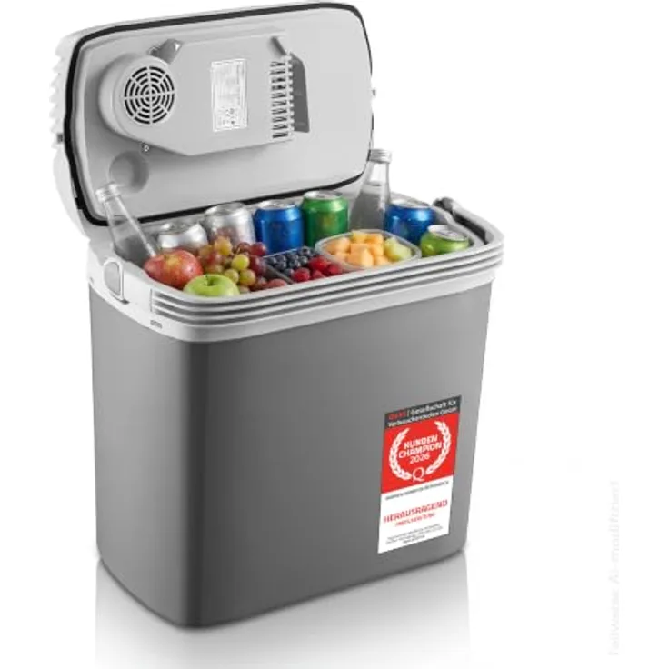 TZS First Austria Thermoelektrische Kühlbox 20L, 3-fach Stromversorgung mit USB-C PD 3.0, Kühlen & Wärmen, Grau/Hellgrau