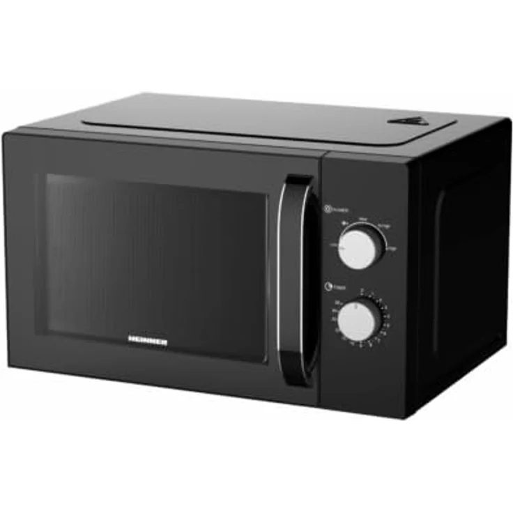 HEINNER HMW‑MD25MBK Mechanischer Mikrowellenherd, 25 l, 800 W, 5 Leistungsstufen, Timer, Auftaufunktion, schwarzes Finish, 28,5 cm Drehteller, 3 Jahre Garantie – Bild 1