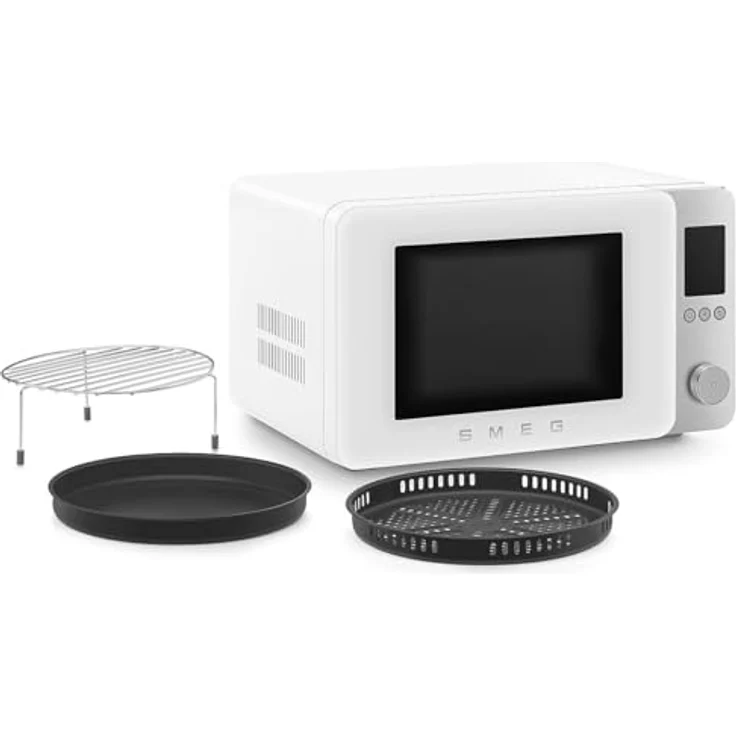 Smeg MOC02WHMEU, Kombi-Tisch-Mikrowelle mit 9 Garfunktionen, Air-Fry, Umluft, 25 Automatikprogrammen, LCD-Farbdisplay, weiß – Bild 6