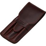 MIKA 28057202 - Stifteetui aus Echt Leder/Sattelleder, Stiftetui für 3 Stifte und Schreibgeräte Aller Art, für Kugelschreiber und Füller, Schreibgeräteetui in braun, Lederetui ca. 17 x 7 x 2 cm