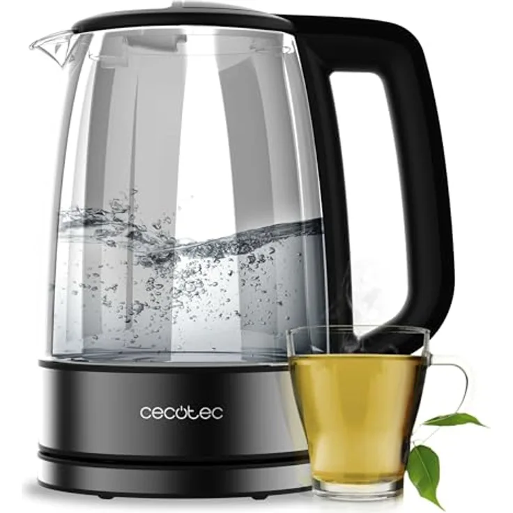Cecotec ThermoSense 340 Clear, Elektrischer Wasserkocher 1,7 L mit Borosilikatglas-Gehäuse, 2200W, 360º drehbare Basis, Sicherheitssystem und Leuchtanzeige