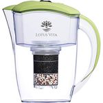 Lotus Vita ESPRIT div. Farben - Wasser Filterkanne mit Kartusche, Reduziert Kalk Chlor Blei aus Leitungswasser durch Aktivkohle Ionentauscher, BPA-frei (grün)