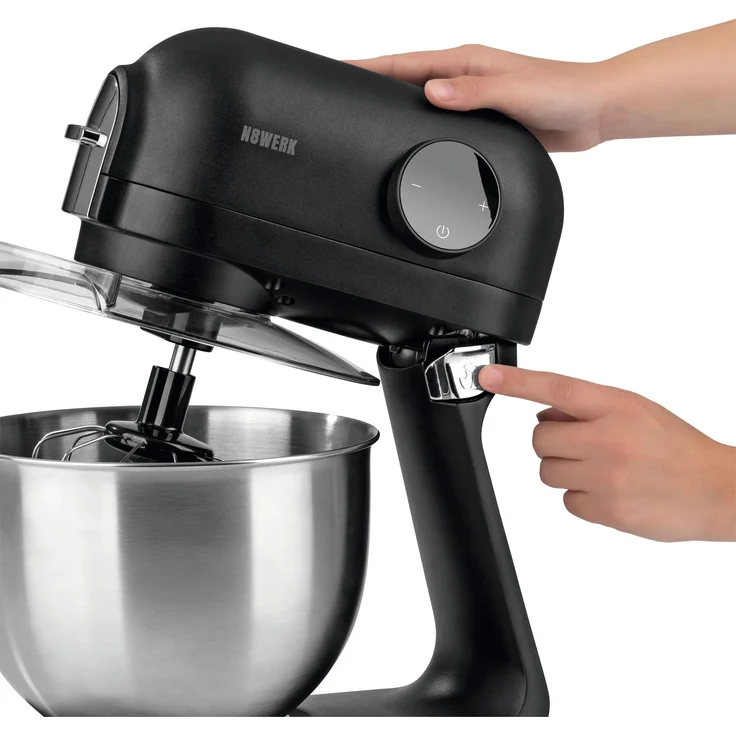 N8WERK Küchenmaschine in der Midnight Edition, 1200 Watt, 5 Liter, Timer, Planetenrührwerk, Aluminium, schwarz – Bild 5