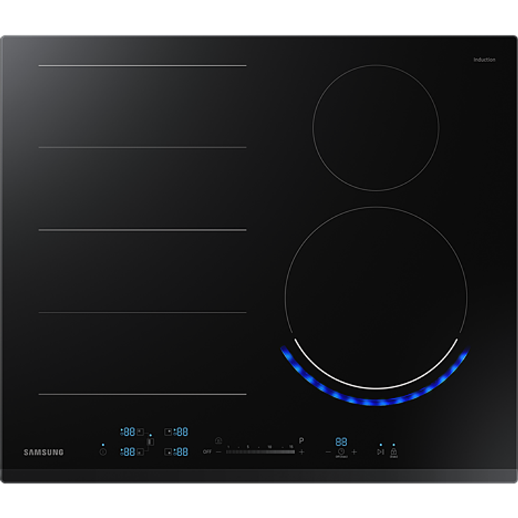 Samsung NZ64N9777BK-E1 Induktionskochfeld, 60 cm, Autark, Virtual Flame, FlexZone Plus, Touch Control, Quick Start, 15 Leistungsstufen + Power Boost, Anzahl der Kochstellen 4, schwarz