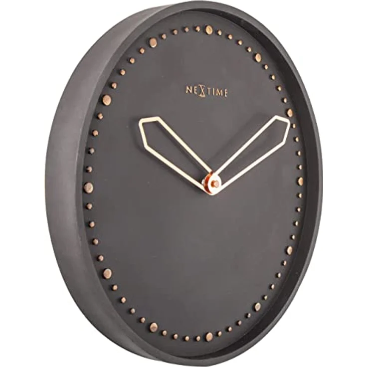 NeXtime Wanduhr "CROSS", lautlos, rund, schwarz mit Kunststein-/Metallgehäuse, ø 35 cm – Bild 3