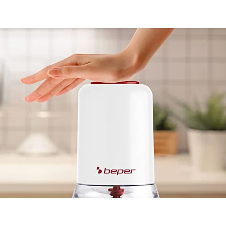 Beper Universal-Zerkleinerer mit doppelter Klinge für gleichmäßiges Mahlen und Zerkleinern, Stahlklinge, 400 W, Behälter 0,5 L - Weiß – Bild 4