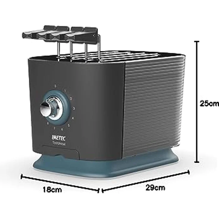 Imetec TostaMaxi 2-Schlitz-Toaster, 600W, 10 Bräunungsstufen, Timer mit automatische Abschaltung, silber, schwarz – Bild 7