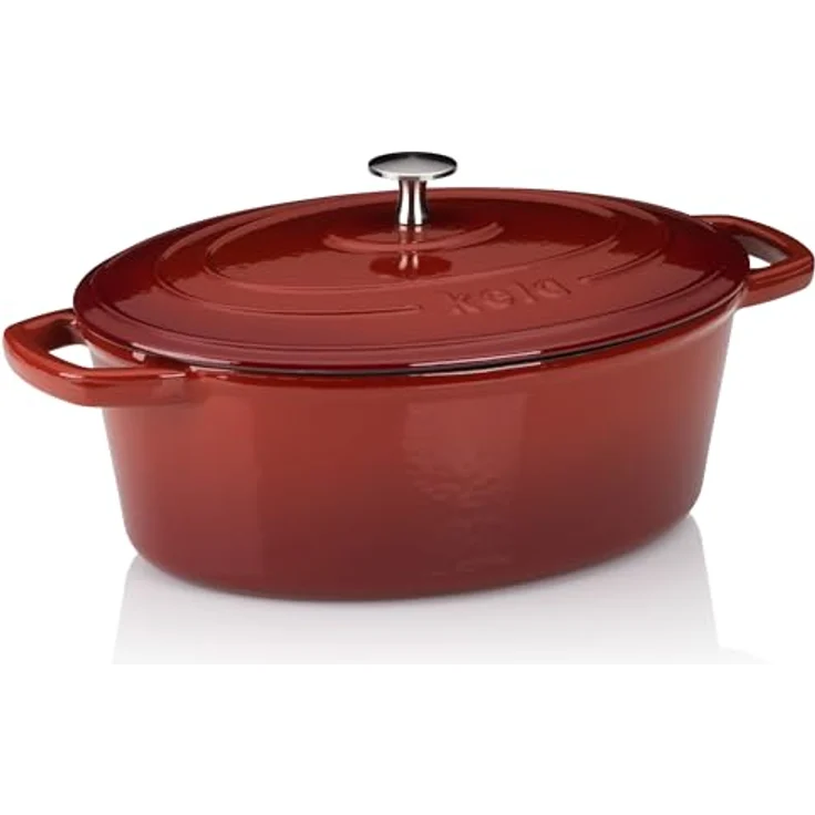 kela Bräter Calido, 4 L, Gusseisen, rot, oval, emailliert, für alle Herdarten geeignet, temperaturbeständig bis 300° C – Bild 1