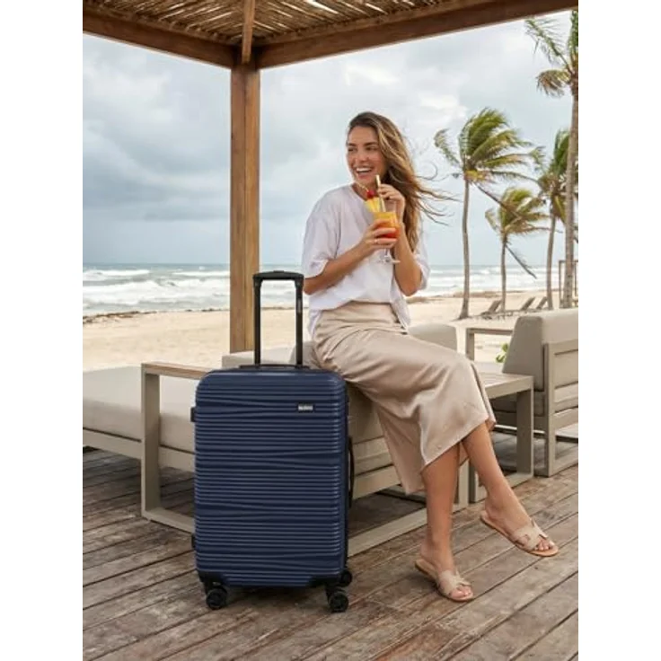 Redolz Essentials 16 MEDIUM 4 Rollen Trolley 67 cm, Blau (67 l, M) - Hartschale aus ABS, Kreuzpackgurt, leise Rollen, TSA-Schloss – Bild 3