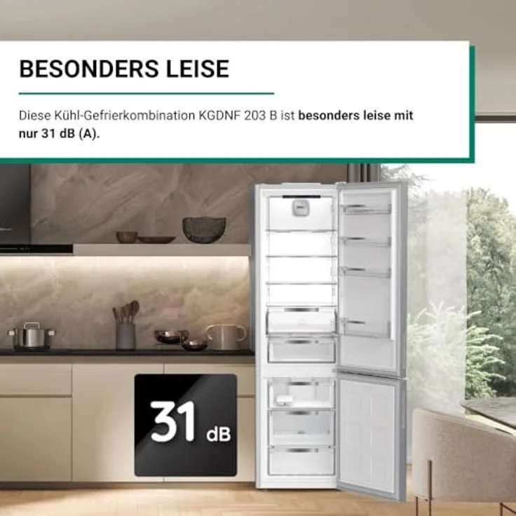 Bauknecht KGDNF 203 B, Kühl-Gefrier-Kombination mit 249 l Kühlvolumen, 106 l Gefriervolumen und LED-Innenbeleuchtung, Freistehend, Energieeffizienzklasse B – Bild 5