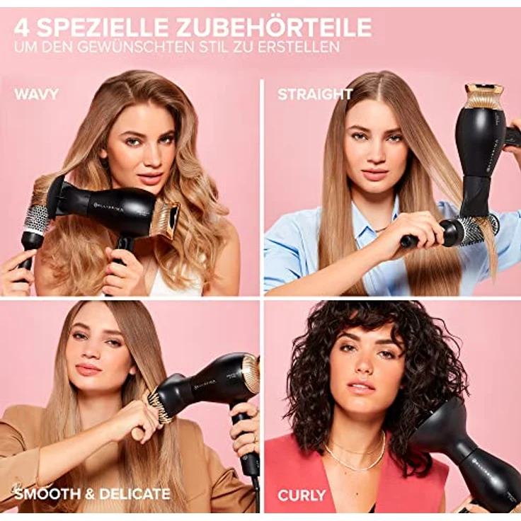 Bellissima Creativity 4 You Professioneller Haartrockner, 4 Zubehörteile, Diffusor, intelligente Temperaturregelung, Ionentechnologie, Beauty-Tasche, 2 Geschwindigkeiten, 3 Temperaturen, 1800 W – Bild 2