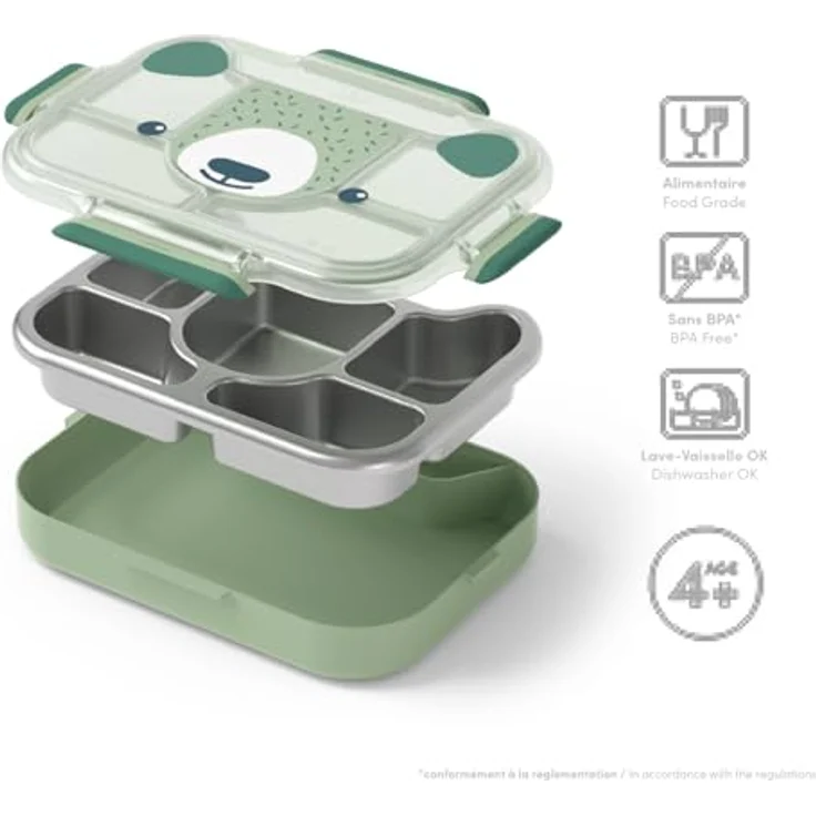 Monbento Wonder Kinder Lunchbox, 5 Fächer, BPA-frei, Grün, spülmaschinenfest – Bild 3