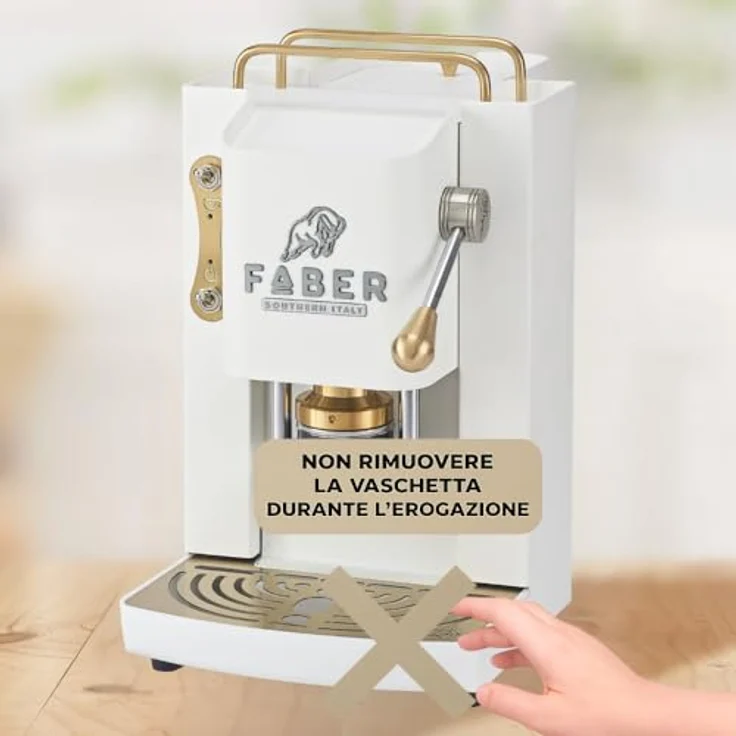 Faber Coffee Machines Pro Deluxe 3.0, Kaffeepadmaschine in Messing mit ESE-Pads und hochwertigem 3D-Logo, Glas-Wassertank – Bild 9