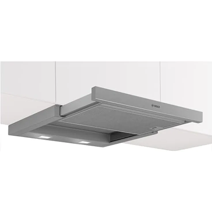Bosch DFL064W54 Flachschirmhaube, grau-metallic, 60 cm, Abluft- und Umluftbetrieb, 394 m³/h max. Leistung, 3 Stufen, LED-Beleuchtung