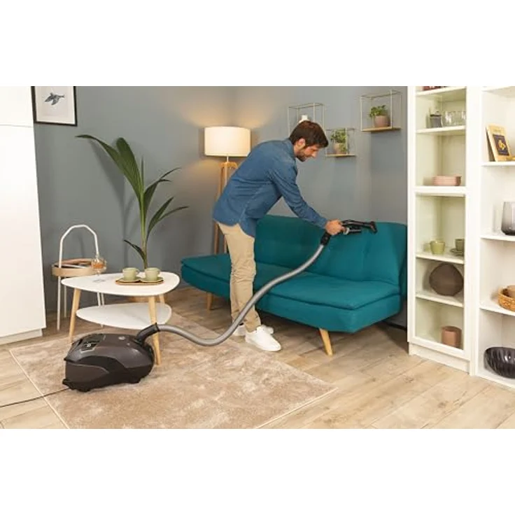 Hoover Bodenstaubsauger mit Beutel, Universal-Düse für alle Böden, extra leiser (66dBA) & kompakter Staubsauger mit automatischem Beutelentsorgungssystem, 10 m Reichweite, 850 W, blau [HE721PAF] – Bild 4