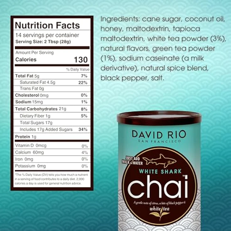 David Rio White Shark Chai Pulver, 398 g, Tee mit exzellentem Geschmack für unisex Getränke – Bild 2