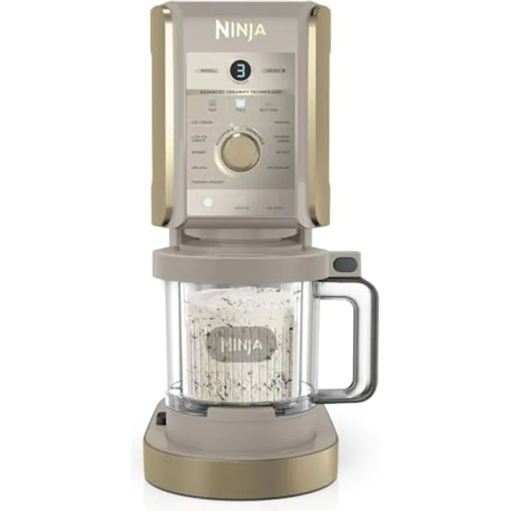 Ninja CREAMi Deluxe Eismaschine mit 10 Funktionen, 2x 710ml Behältern, Stone Gold, NC502EUSTGD