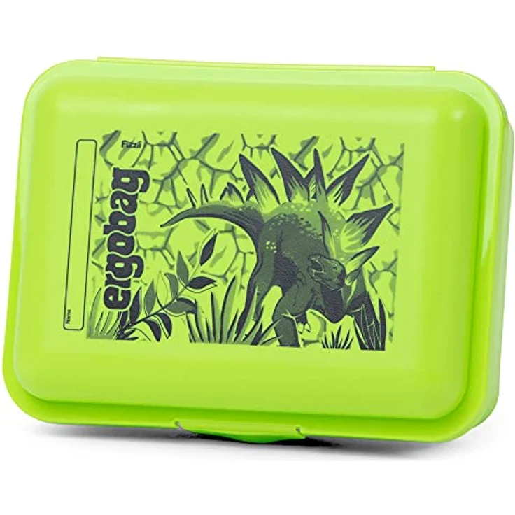ergobag Brotdose mit Motiv und Trennfach BPA-frei Spülmaschinenfest Robust Kinderfreundlich Dino - Grün – Bild 4