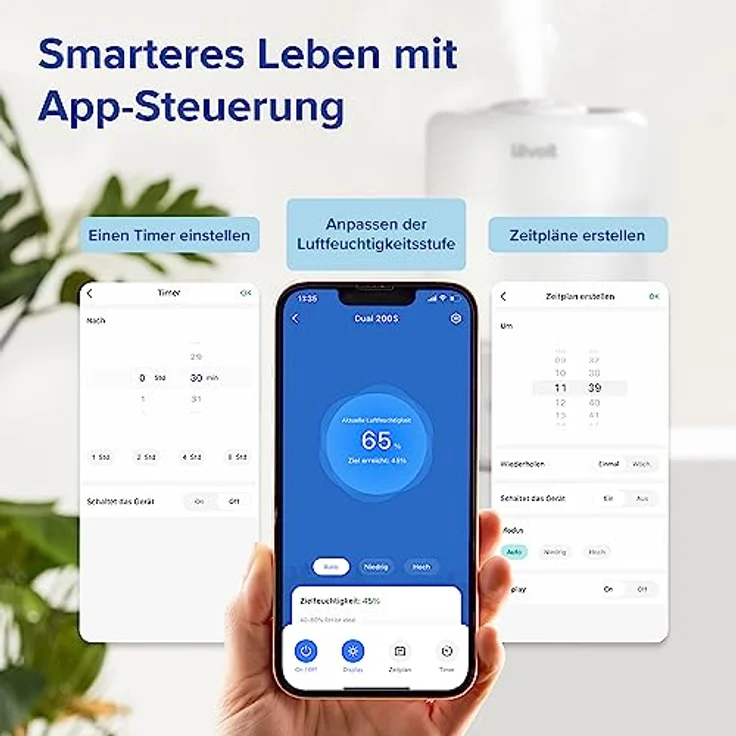 LEVOIT 3L Top Fill Luftbefeuchter, 360° Drehbare Düse Cool Mist Humidifier, 300 ml/H Nebelvolumen, 26dB leise, 25H BPA-Frei Raumluftbefeuchter & Aroma Diffuser für Kinderzimmer Schlafzimmer Pflanzen – Bild 3