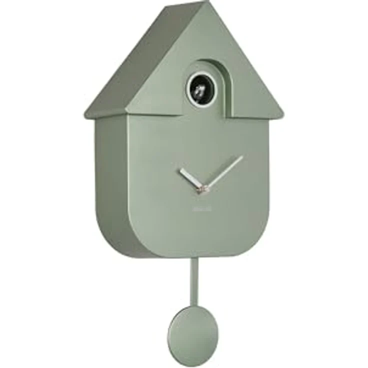 Karlsson Kuckucksuhr Modern Cuckoo Metallic, rechteckige Wanduhr in Grün, 21.5x8.5x41cm, aus Thermoplast, für Wohnzimmer, AA-Batteriebetrieb – Bild 1