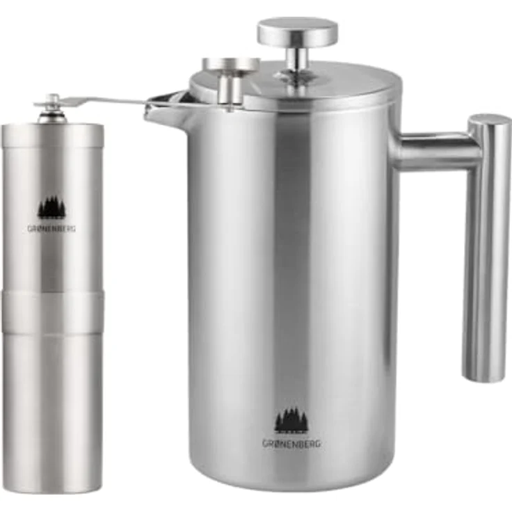 Groenenberg Spar Set 5 | French Press Thermo + Kaffeemühle manuell | Edelstahl, spülmaschinenfest, einfach zu säubern – Bild 1