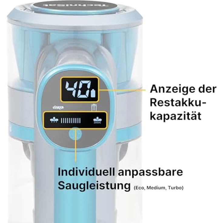 TechniSat TECHNIMAX AS2 Akku Staubsauger, 60min Laufzeit, 30kPA Saugleistung, HEPA Filter, leichtes Design – Bild 3