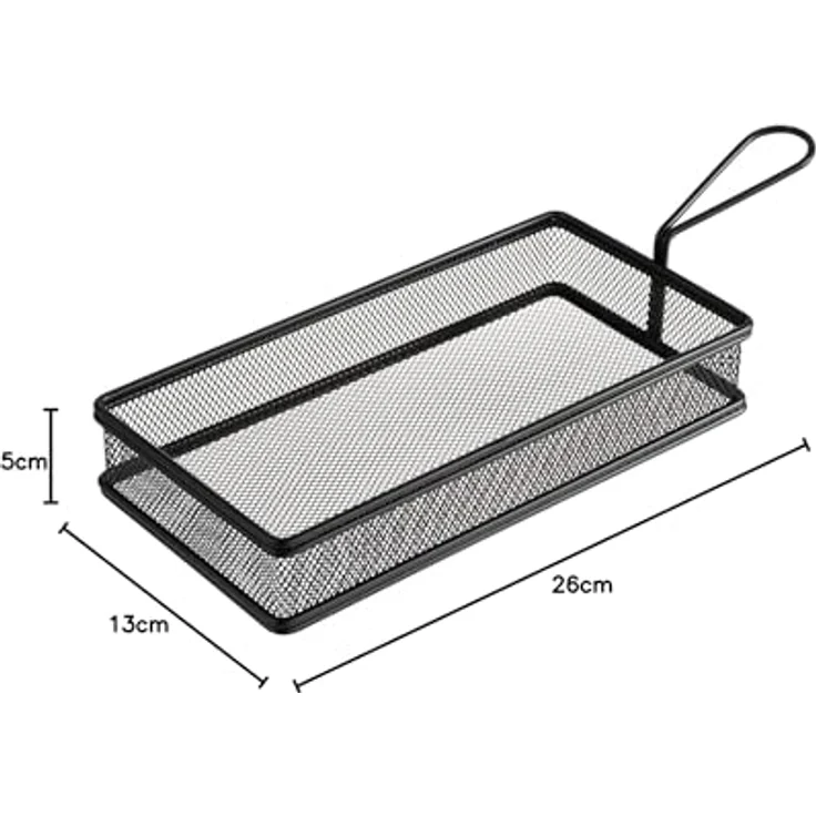 Assheuer + Pott APS 40629 Servier-Frittierkorb SNACKHOLDER, Edelstahl, 26 x 13 cm, Höhe 5 cm, schwarz, für das originelle Servieren von Beilagen und Frittieren – Bild 3