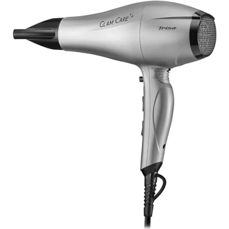 Trisa Glam Care Silber Haartrockner mit Ionen Funktion, 3 Heizstufen, Cool Shot, Überhitzungsschutz, Diffusor & Ondulierdüse für Geschmeidiges & Glänzendes Haar – Bild 3