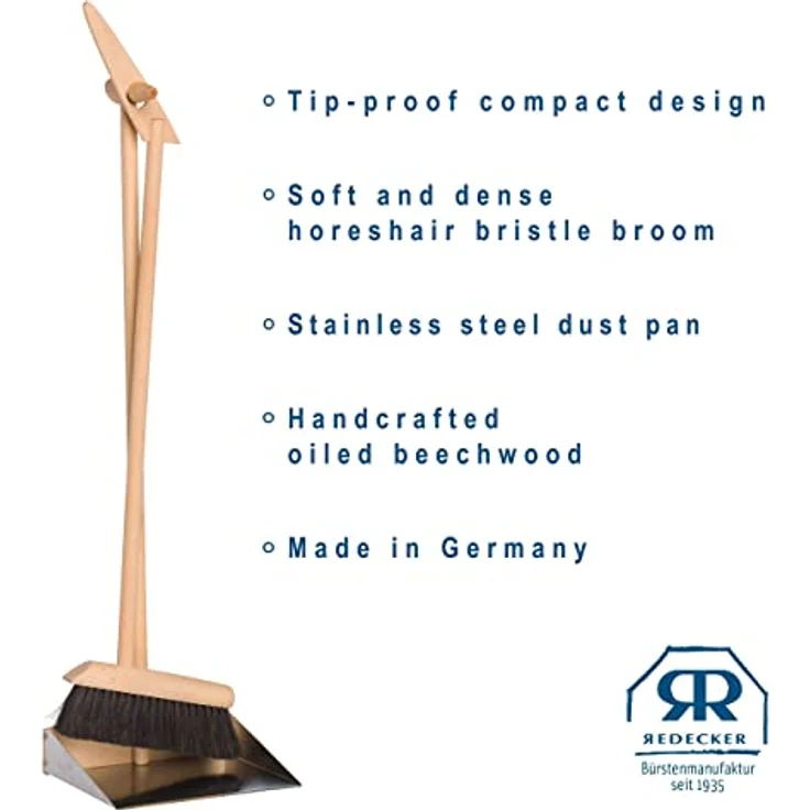 Bürstenhaus Redecker Kehrgarnitur Steh-Kehr-Set, 90 cm hoch, Buchenholz, Rosshaar, (1-tlg) – Bild 2