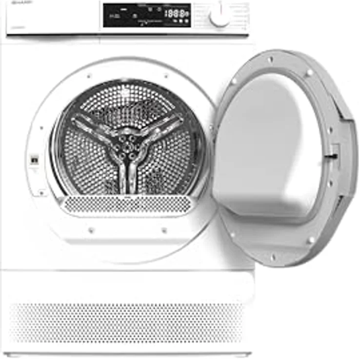 Sharp KD-NCA8S7PW91-DE Kondenstrockner Frontlader, 8 kg, 15 Trockenprogramme inkl. 12-Minuten-Schnelltrocken, Schontrommel, LED-Innenbeleuchtung, Kindersicherung, Weiß – Bild 3