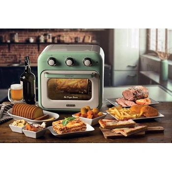 Ariete 4632, Fritadeira 2 em 1, Air Fryer e Forno Elétrico Vintage Verde, Capacidade de 16 Litros, 1400 Wats, Porta Transparente - 127V