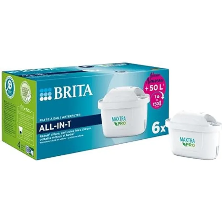 BRITA MAXTRA PRO All-in-1 Filterkartuschen 6er Pack - reduziert Kalk, Chlor, bestimmte Verunreinigungen und bestimmte Metalle