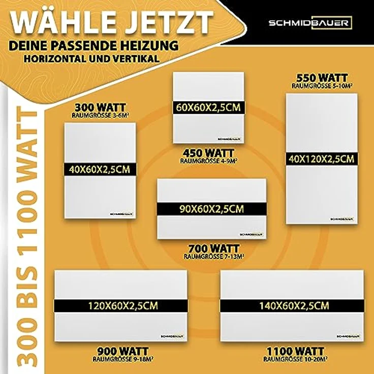 Schmidbauer Infrarotheizung Concept 550 Watt - deutsche Qualitätsmarke - Überhitzungsschutz - Wand/Deckenhalterung – Bild 5