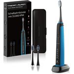 Tristan Auron Sonic Master Schallzahnbürste SonicMaster mit 55.000 Schwingungen - 60 Tage Akku - 5 Putzmodi - 2 Min. Timer inkl. Reiseetui und 2 Bürstenköpfe (Blau)