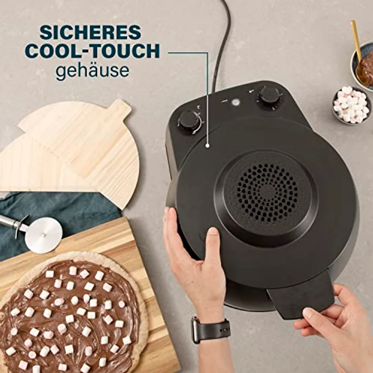 Princess Pizzaofen Pro 115005 – ø30 cm – Echter Pizzastein – Cool-Touch-Gehäuse für sicheren Gebrauch – Temperatur und Timer einstellbar – 1200 W – Schwarz – Bild 5