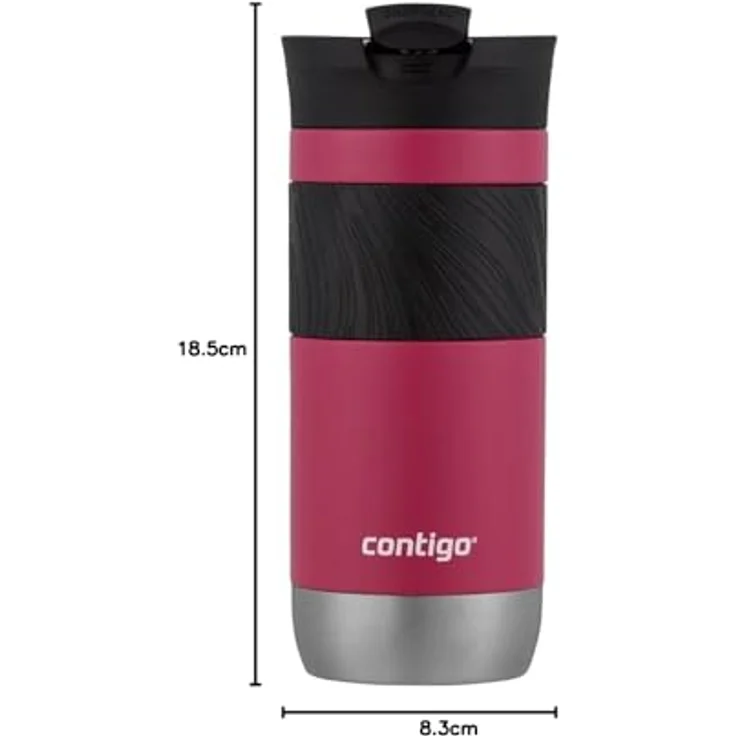 CONTIGO BYRON, Edelstahl Trinkflasche 470ml in Dragnfruit mit Thermobecher – Bild 14