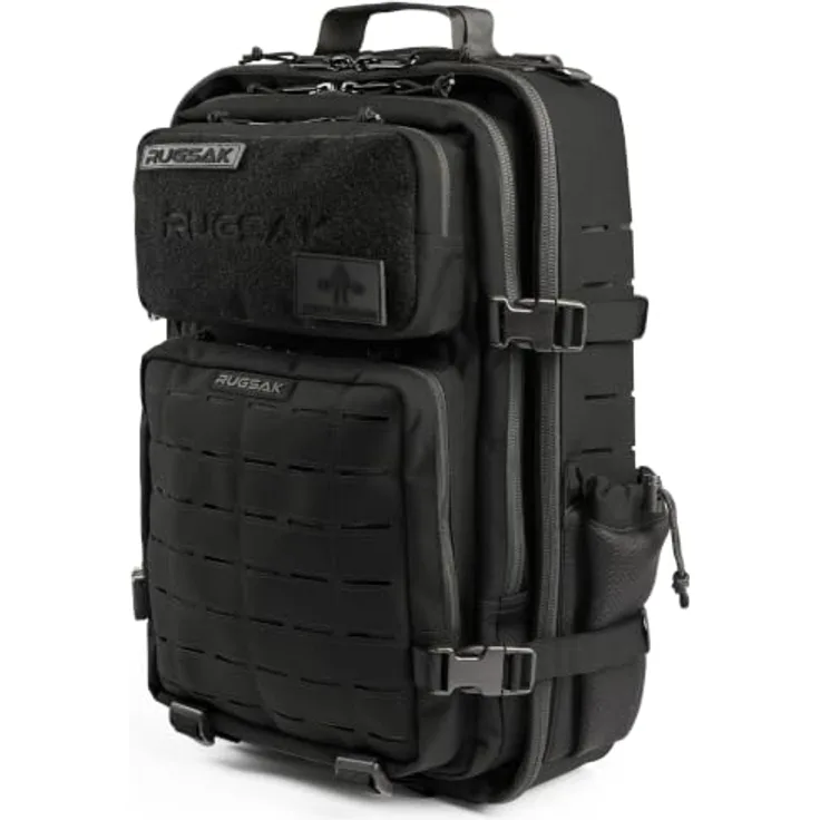 RUGSAK Alpha 45L Rucksack Phantom Black – Wasserabweisend, 18-Zoll Laptopfach, Ergonomisch, Reise, Alltag & Outdoor